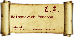 Balassovich Perenna névjegykártya